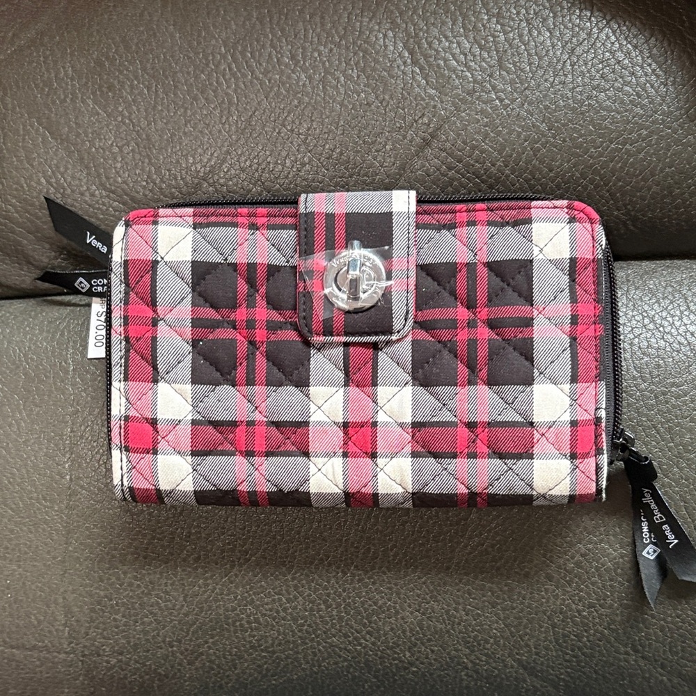 Vera Bradley RFID Turnlock wallet in fireside plaid